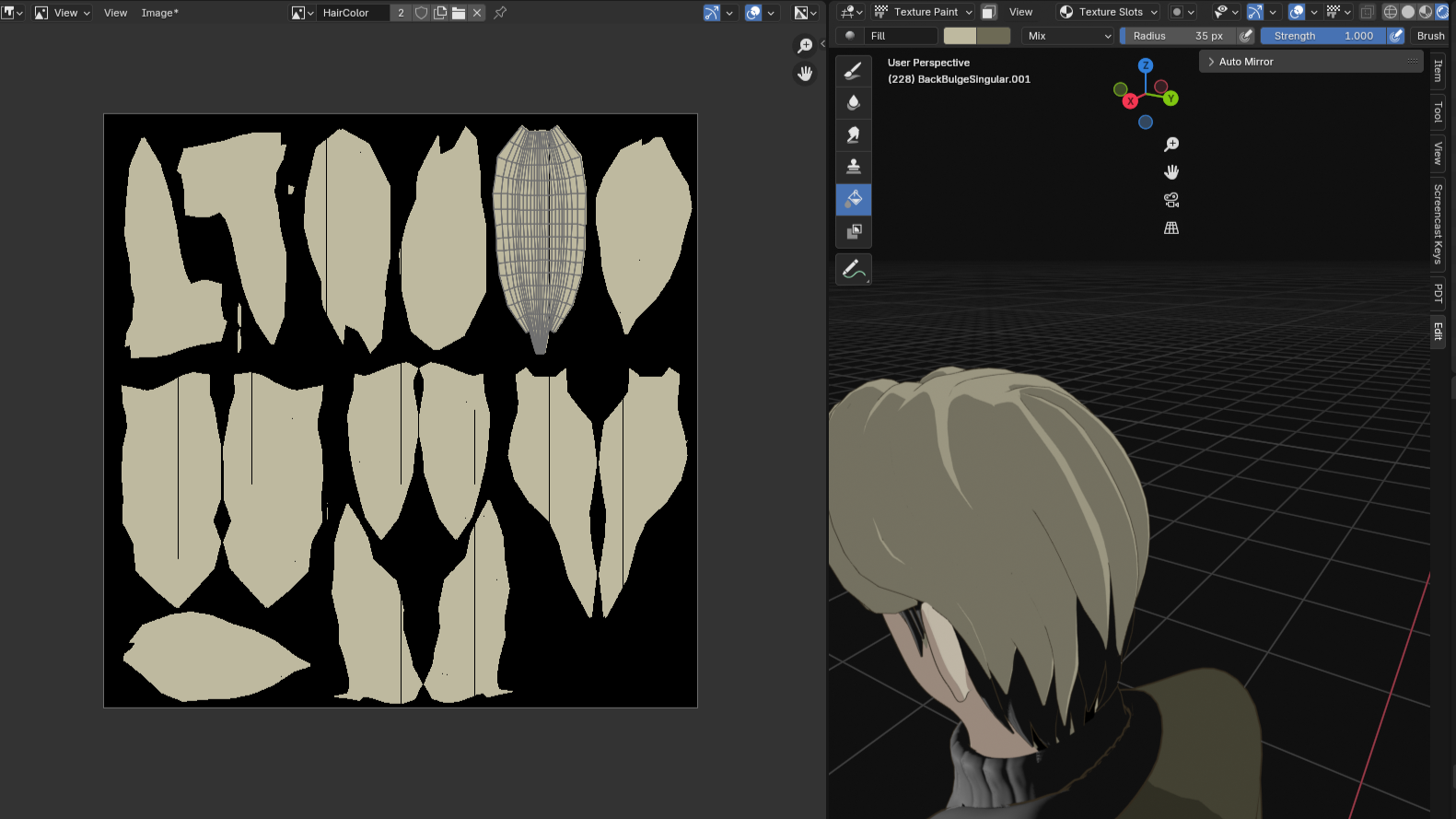 Screenshot of the Blender workflow